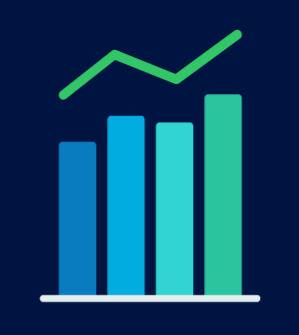 Illustration of a bar graph, with a line showing upwards tick on top of it